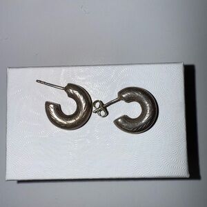 Sterling Silver Hoop Earrings, Estate Jewelry
